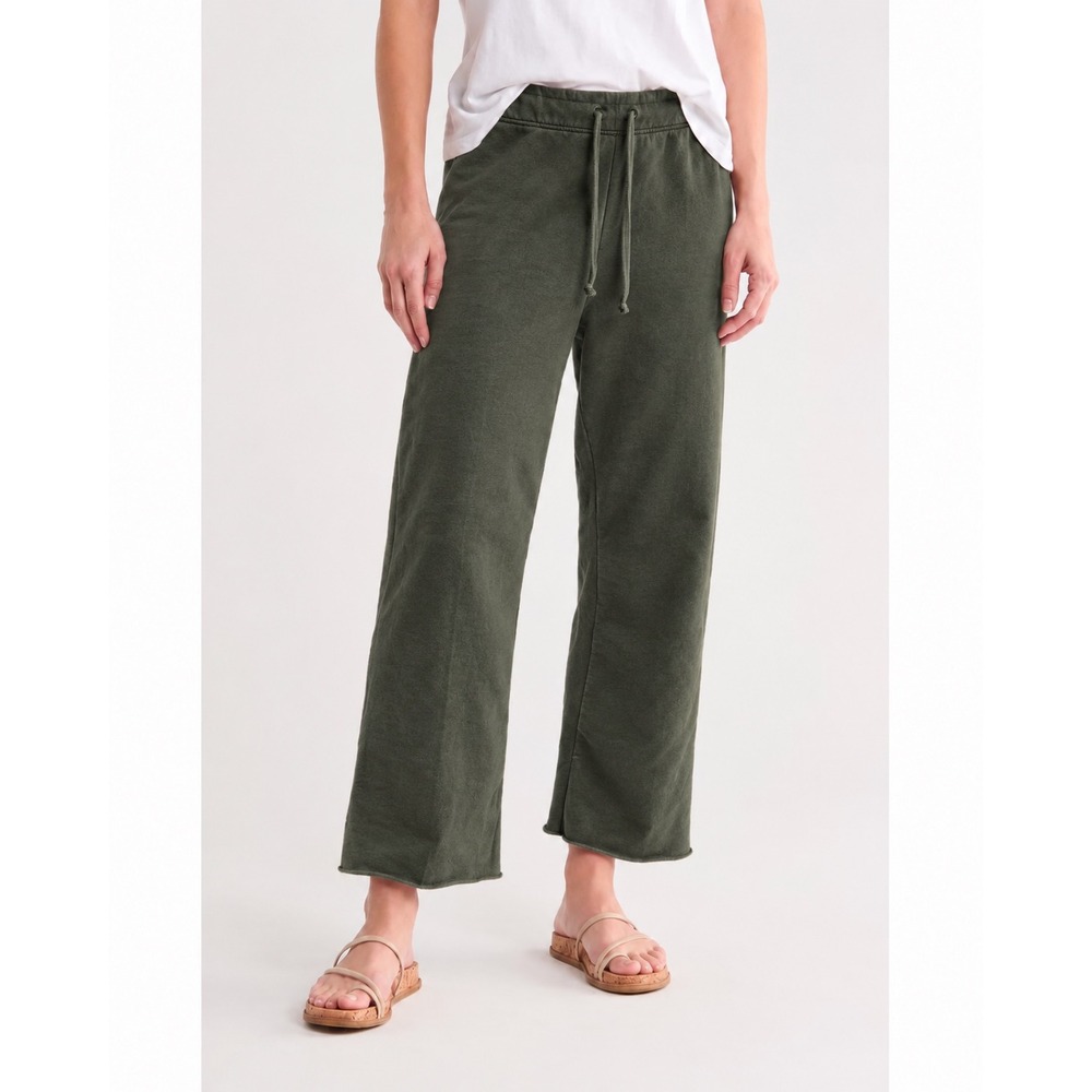 James Perse Olive Green Terry Wide Leg Sweatpants Womens 2 Minimalist Pull On